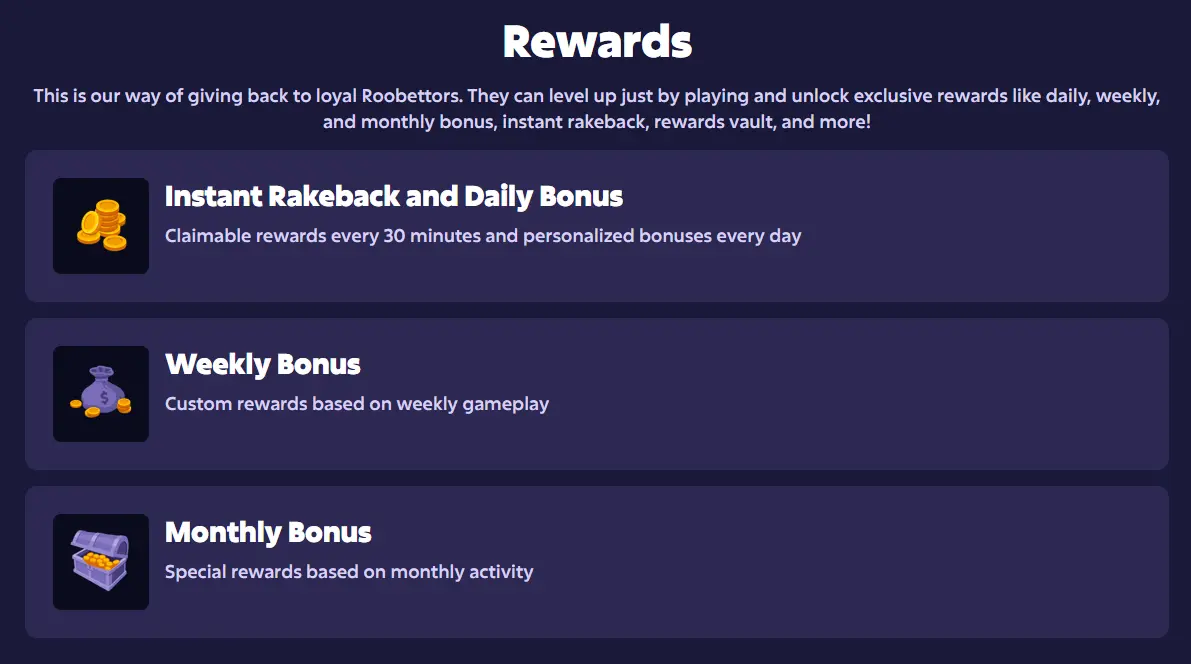 Roobet Casino Bonuses Rewards