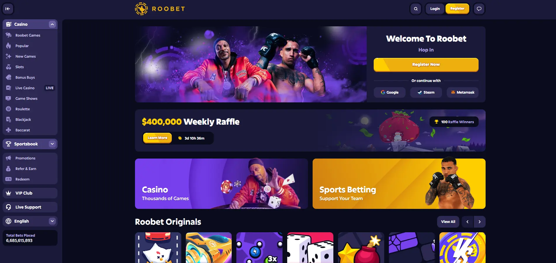 Roobet Casino Website Review