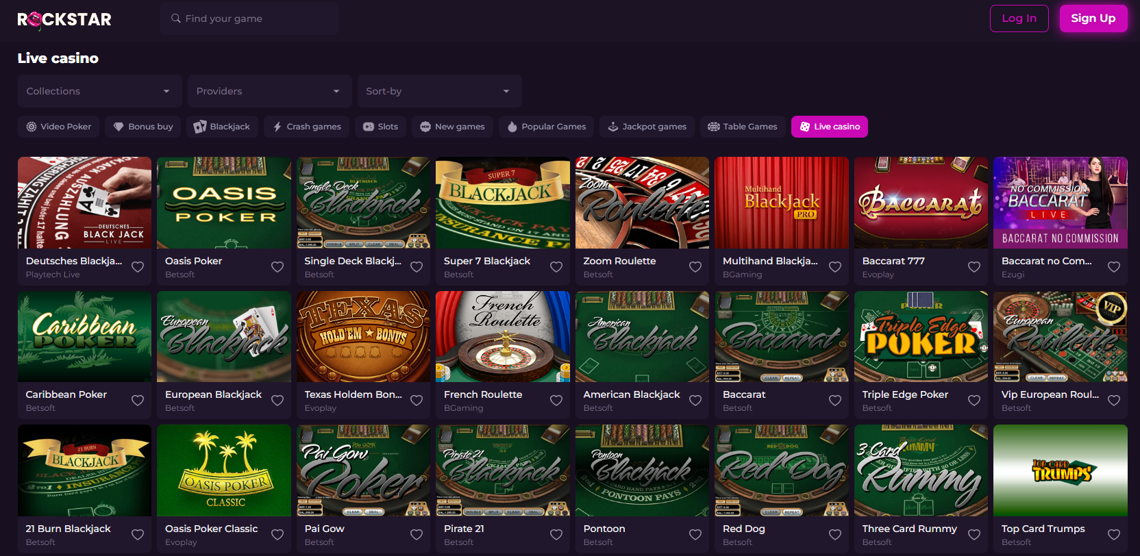 Rockstar Casino Live Games