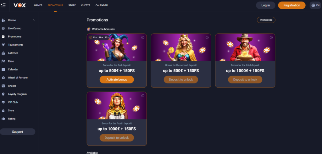 voxcasino bonuses promotions