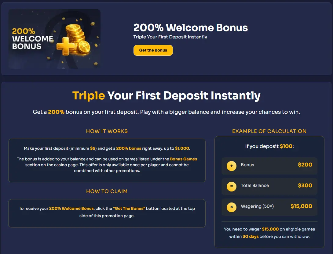 reybets casino welcome bonus 200